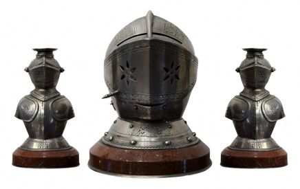 2 candelabras and clock